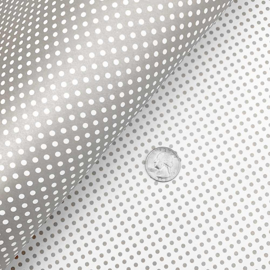 Silver and White Polka Dot Italian Paper ~ Tassotti ~ Reversible Print